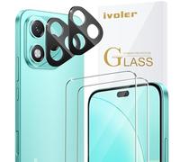 ivoler 2 Piezas Cristal Vidrio Templado Protector de Pantalla para Honor 400 Lite 5G, con 2 Piezas Protector de Lente de Cámara, 9H Dureza, Antiarañazos, Sin Burbujas