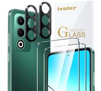 ivoler 2 Piezas Cristal Vidrio Templado Protector de Pantalla para OPPO A5 4G / 5G / OPPO A5m, con 2 Piezas Protector de Lente de Cámara, 9H Dureza, Antiarañazos, Sin Burbujas
