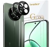 ivoler 2 Piezas Cristal Vidrio Templado Protector de Pantalla para Realme 12 5G / Realme 12x 5G, con 2 Piezas Protector de Lente de Cámara, 9H Dureza, Antiarañazos, Sin Burbujas