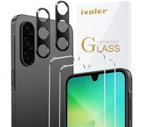 ivoler 2 Piezas Cristal Vidrio Templado Protector de Pantalla para Samsung Galaxy A17 4G / 5G / A26 5G, con 2 Piezas Protector de Lente de Cámara, 9H Dureza, Antiarañazos, Sin Burbujas