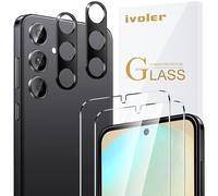 ivoler 2 Piezas Cristal Vidrio Templado Protector de Pantalla para Samsung Galaxy S25 FE 5G (No para Samsung S25), con 2 Piezas Protector de Lente de Cámara, 9H Dureza, Antiarañazos, Sin Burbujas