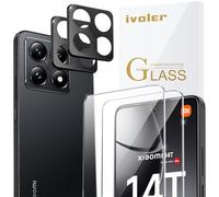 ivoler 2 Piezas Cristal Vidrio Templado Protector de Pantalla para Xiaomi 14T, con 2 Piezas Protector de Lente de Cámara, 9H Dureza, Antiarañazos, Sin Burbujas