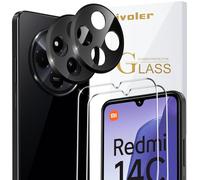 ivoler 2 Piezas Cristal Vidrio Templado Protector de Pantalla para Xiaomi Redmi 14C 4G / Poco C75, con 2 Piezas Protector de Lente de Cámara, 9H Dureza, Antiarañazos, Sin Burbujas