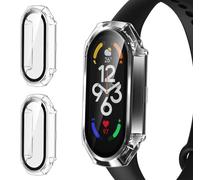 ivoler 2 Piezas Funda Dura PC para Xiaomi Smart Band 10/9 / 8, Protección Completa Protector de Pantalla de Cristal Vidrio Templado Antigolpes Anti-arañazos Estuche Carcasa, Transparente