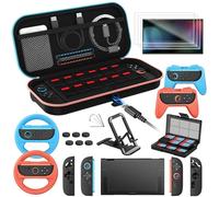 ivoler 21-en-1 Kits Accesorios para Nintendo Switch 2 Incluye Funda con [Agujero de Carga], Protectora, Protectores Pantalla, Volantes, Soporte, Agarres para Joy-con