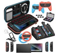 ivoler 22-en-1 Kits Accesorios para Nintendo Switch 2 Incluye Funda de Transporte, Protectora, Base de Carga, Protectores Pantalla, Volantes, Soporte, Agarres Joy-con y Estuche para Tarjetas de Juego