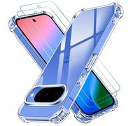 ivoler 3 in 1 Funda para Google Pixel 10 / Google Pixel 10 Pro con 2 Piezas Cristal Templado, Transparente Carcasa Protectora Antigolpes Case, Suave TPU Silicona Anti-Choques Caso