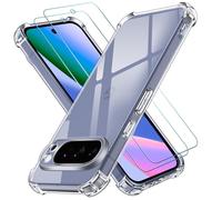 ivoler 3 in 1 Funda para Google Pixel 10 Pro XL con 2 Piezas Cristal Templado, Transparente Carcasa Protectora Antigolpes Case, Suave TPU Silicona Anti-Choques Caso