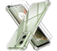 ivoler 3 in 1 Funda para Motorola Moto G55 5G con 2 Piezas Cristal Templado, Transparente Carcasa Protectora Antigolpes Case, Suave TPU Silicona Anti-Choques Caso