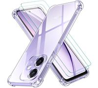 ivoler 3 in 1 Funda para OPPO A40 / A40m / A60 5G (No para OPPO A60 4G) con 2 Piezas Cristal Templado, Transparente Carcasa Protectora Antigolpes Case, Suave TPU Silicona Anti-Choques Caso