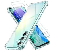 ivoler 3 in 1 Funda para Samsung Galaxy M55 5G con 2 Piezas Cristal Templado, Transparente Carcasa Protectora Antigolpes Case, Suave TPU Silicona Anti-Choques Caso