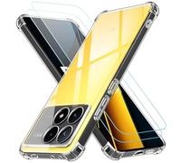 ivoler 3 in 1 Funda para Xiaomi Poco X6 Pro 5G con 2 Piezas Cristal Templado, Transparente Carcasa Protectora Antigolpes Case, Suave TPU Silicona Anti-Choques Caso