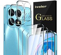 ivoler 3 Piezas Cristal Vidrio Templado Protector de Pantalla para Honor X8a, con 2 Piezas Protector de Lente de Cámara, 9H Dureza, Antiarañazos, Sin Burbujas