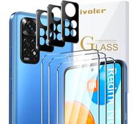 ivoler 3 Piezas Cristal Vidrio Templado Protector de Pantalla para Xiaomi Redmi Note 11 4G, con 3 Piezas Protector de Lente de Cámara, 9H Dureza, Antiarañazos, Sin Burbujas