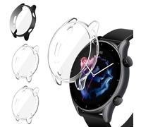 iVoler 3 Piezas Funda con Protector de Pantalla para Amazfit GTR 3 / Amazfit GTR 3 Pro, Protección Completa Carcasa Protectora Delgado Suave TPU Anti-Arañazos Case, 2 Transparente + 1 Negro