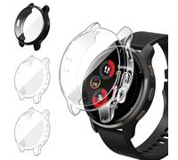 iVoler 3 Piezas Funda con Protector de Pantalla para Garmin Venu 2 Plus 43mm, Protección Completa Carcasa Protectora Delgado Suave TPU Anti-Arañazos Case, 2 Transparente + 1 Negro