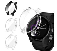 iVoler 3 Piezas Funda con Protector de Pantalla para Garmin Vivoactive 3 Music (No para Garmin Vivoactive 3), Protección Completa Carcasa Delgado Suave TPU Anti-Arañazos Case, 2 Transparente + 1 Negro