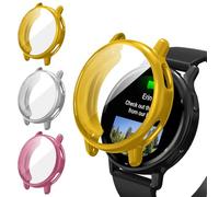 ivoler 3 Piezas Funda con Protector de Pantalla para Garmin Vivoactive 5, Protección Completa Carcasa Protectora Delgado Suave TPU Anti-Arañazos Case, Oro + Plata + Rosa