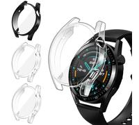 iVoler 3 Piezas Funda con Protector de Pantalla para Huawei Watch GT 3 46mm, Protección Completa Carcasa Protectora Delgado Suave TPU Anti-Arañazos Case, 2 Transparente + 1 Negro