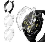 iVoler 3 Piezas Funda con Protector de Pantalla para Huawei Watch GT 4 46mm, Protección Completa Carcasa Protectora Delgado Suave TPU Anti-Arañazos Case, 2 Transparente + 1 Negro