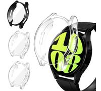 iVoler 3 Piezas Funda con Protector de Pantalla para Samsung Galaxy Watch 6 44mm, Protección Completa Carcasa Protectora Delgado Suave TPU Anti-Arañazos Case, 2 Transparente + 1 Negro