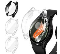 iVoler 3 Piezas Funda con Protector de Pantalla para Samsung Galaxy Watch 7 44mm, Protección Completa Carcasa Protectora Delgado Suave TPU Anti-Arañazos Case, 2 Transparente + 1 Negro