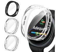 ivoler 3 Piezas Funda con Protector de Pantalla para Samsung Galaxy Watch 8 44mm, Protección Completa Carcasa Protectora Delgado Suave TPU Anti-Arañazos Case, 2 Transparente + 1 Negro