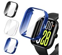iVoler 3 Piezas Funda con Protector de Pantalla para Xiaomi Redmi Watch 5 / Redmi Watch 4, Protección Completa Carcasa Protectora Delgado Suave TPU Anti-Arañazos Case, Transparente + Negro + Azul