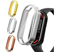 iVoler 3 Piezas Funda con Protector de Pantalla para Xiaomi Smart Band 10 (No para Ceramic Edition), Protección Completa Carcasa Protectora Delgado Suave TPU Anti-Arañazos Case, Oro + Plata + Oro Rosa