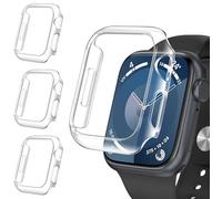 ivoler 3 Piezas Funda Dura PC para Apple Watch Series 9 8 7 41mm (Sin Protector de Pantalla), Carcasa Protectora Antigolpes Delgado Antiarañazos Bumper Estuche Case, Transparente