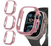 iVoler 3 Piezas Funda Dura PC para Apple Watch Ultra 3/2 / Apple Watch Ultra 49mm (Sin Protector de Pantalla), Carcasa Protectora Antigolpes Delgado Antiarañazos Bumper Estuche, Oro Rosa