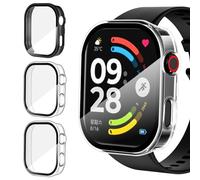 iVoler 3 Piezas Funda Dura PC para Xiaomi Redmi Watch 6 / NFC, Protección Completa Protector de Pantalla de Cristal Vidrio Templado Antigolpes Anti-arañazos Estuche Carcasa, 2 Transparente + 1 Negro