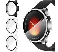 ivoler 3 Piezas Funda Dura PC para Xiaomi Watch 5, Protección Completa Protector de Pantalla de Cristal Vidrio Templado Antigolpes Anti-arañazos Estuche Carcasa, 2 Transparente + 1 Negro