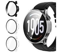 ivoler 3 Piezas Funda Dura PC para Xiaomi Watch S5 46mm, Protección Completa Protector de Pantalla de Cristal Vidrio Templado Antigolpes Anti-arañazos Estuche Carcasa, 2 Transparente + 1 Negro