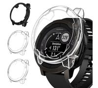 ivoler 3 Piezas Funda HD Clara Dura para Garmin Instinct 2 45mm, Carcasa Protectora Antigolpes Ultra Delgado Antiarañazos Rígido PC Bumper Estuche Case, 2 Transparente + 1 Negro