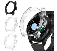 iVoler 3 Piezas Funda HD Clara Dura para Samsung Galaxy Watch 4 Classic 46mm, Carcasa Protectora Antigolpes Ultra Delgado Antiarañazos Rígido PC Bumper Estuche Case, 2 Transparente + 1 Negro