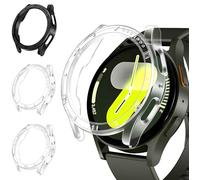 iVoler 3 Piezas Funda HD Clara Dura para Samsung Galaxy Watch 7 44mm, Carcasa Protectora Antigolpes Ultra Delgado Antiarañazos Rígido PC Bumper Estuche Case, 2 Transparente + 1 Negro