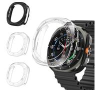 iVoler 3 Piezas Funda HD Clara Dura para Samsung Galaxy Watch Ultra 47mm 2025/2024, Carcasa Protectora Antigolpes Ultra Delgado Antiarañazos Rígido PC Bumper Estuche Case, 2 Transparente + 1 Negro