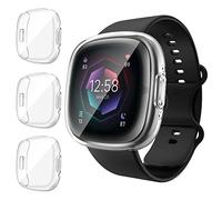 iVoler 3 Piezas Funda para Fitbit Sense 2 / Fitbit Versa 4, Cubierta Completa Protector de Pantalla Carcasa Protectora Transparente Suave TPU Silicona Caso Anti-Arañazos Case Cover