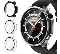 ivoler 3 Piezas Funda para OnePlus Watch 3 47mm / OPPO Watch X2, Protección Completa Protector de Pantalla de Cristal Vidrio Templado Duro PC Anti-arañazos Carcasa, 2 Transparente + 1 Negro