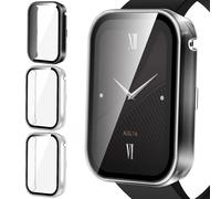 ivoler 3 Piezas Funda para Xiaomi Smart Band 8 Pro, Protección Completa Protector de Pantalla de Cristal Vidrio Templado Duro PC Anti-arañazos Carcasa, 2 Transparente + 1 Negro