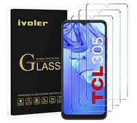 ivoler 3 Piezas Protector de Pantalla para TCL 30 SE/TCL 30E / TCL 305 / TCL 306, Cristal Vidrio Templado Premium, 9H Dureza, Antiarañazos, Sin Burbujas