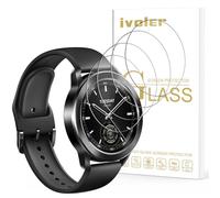 ivoler 4 Piezas Protector de Pantalla para Samsung Galaxy Watch Ultra 47mm 2025/2024 / Amazfit T-Rex 3 Pro 44mm / Garmin Forerunner 165, Cristal Vidrio Templado Anti-Arañazos, Dureza 9H, Antihuellas