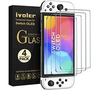 ivoler 4 Protectores de Pantalla compatibles con Nintendo Switch OLED Modelo 7 '' 2021, película de protección de Vidrio Templado, sin Burbujas de Aire, dureza Ultra Resistente 9H