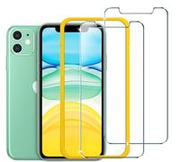 iVoler [4 Unidades] Protector de Pantalla para iPhone XR y iPhone 11 con Ayuda de posicionamiento, [2 Pack] Protector de lente de cámara para iPhone 11, Cristal Vidrio Templado [Doble protección]