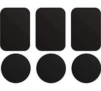 ivoler 6 Piezas láminas Metálicas, Muy Finas Reemplazo de Placas de Metal con 3M Adhesivo para Soporte Movil Coche Magnético/Soporte iman movil Coche - 3 Redondas y 3 rectangulares,Negro