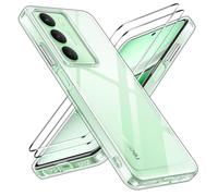 iVoler Anti-Amarillo Clara Funda para Realme 14X 5G / C73 / C71 / Realme P3 Lite con 2 Piezas Cristal Templado, [Protección Militar] Carcasa Protectora Antigolpes Transparente Anti-Choques Bumper Case