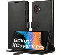 ivoler Billetera Funda para Samsung Galaxy Xcover 6 Pro, [Bloqueo RFID] Funda Tapa Libro Teléfono Magnética de Cuero PU Antigolpes Carcasa Cartera Flip con Tarjetero y Función de Soporte, Negro
