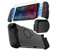 ivoler Carcasa Protectora para Nintendo Switch 2 , Funda Agarre Acoplable con Magnético, Grip Case y 2 Protectores de Pantalla - Translúcida