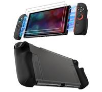 ivoler Carcasa Protectora para Nintendo Switch 2 , Funda Agarre Acoplable Grip Case y 2 Protectores de Pantalla - Translúcida